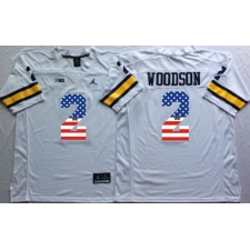 Michigan Wolverines #2 Charles Woodson White USA Flag College Jersey