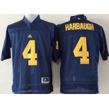 Michigan Wolverines #4 Jim Harbaugh Navy Blue Stitched NCAA Jersey