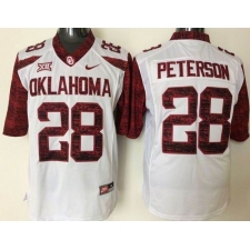 Men Oklahoma Sooners #28 Adrian Peterson White New XII Stitched NCAA Jersey