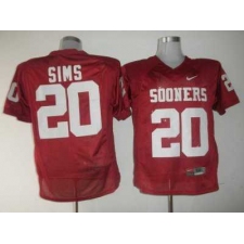 Sooners #20 Billy Sims Red Embroidered NCAA Jersey