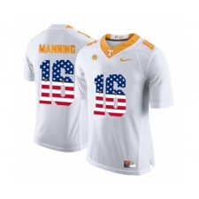 Tennessee Volunteers 16 Peyton Manning White USA Flag College Football Jersey