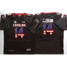 South Carolina Gamecocks #14 C.Shaw Black USA Flag College Jersey
