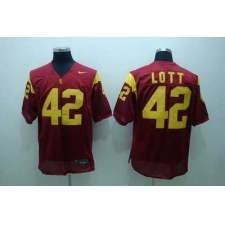 Trojans #42 Ronnie Lott Red Embroidered NCAA Jersey