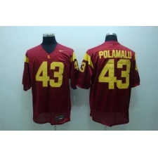 Trojans #43 Troy Polamalu Red Embroidered NCAA Jersey