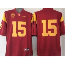 USC Trojans #15 Red PAC-12 C Patch Stitched NCAA Jersey