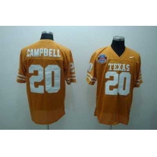Longhorns #20 Earl Campbell Orange Embroidered NCAA Jersey