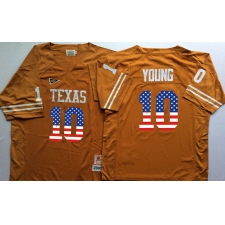 Texas Longhorns #10 Vince Young Orange USA Flag College Jersey