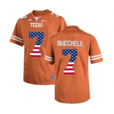 Texas Longhorns 7 Shane Buechele Orange USA Flag College Football Limited Jersey