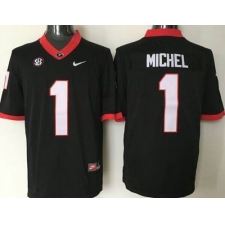 Georgia Bulldogs #1 Sony Michel Black Limited SEC Patch Stitched NCAA Jersey