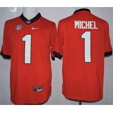 Georgia Bulldogs #1 Sony Michel Red Limited Stitched NCAA Jersey