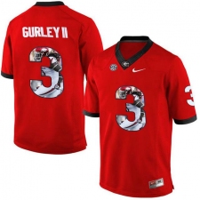 Georgia Bulldogs #3 Todd Gurley II Red With Portrait Print College Football Jersey