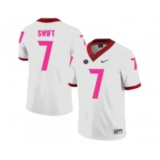 Georgia Bulldogs 7 D'Andre Swift White 2018 Breast Cancer Awareness College Football Jersey