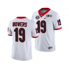 Men’s Georgia Bulldogs #19 Brock Bowers 2022 Patch White College Football Stitched Jersey