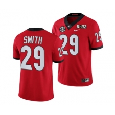 Men’s Georgia Bulldogs #29 Christopher Smith 2022 Patch Red College Football Stitched Jersey
