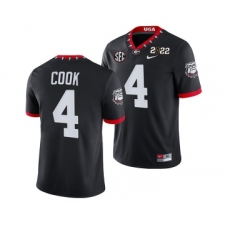 Men’s Georgia Bulldogs #4 James Cook 2022 Patch Black College Football Stitched Jersey