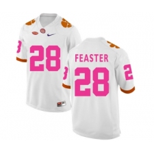 Clemson Tigers 28 Tavien Feaster White 2018 Breast Cancer Awareness College Football Jersey