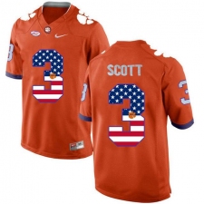 Clemson Tigers #3 Artavis Scott Orange USA Flag College Football Jersey