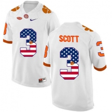 Clemson Tigers #3 Artavis Scott White USA Flag College Football Jersey