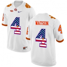 Clemson Tigers #4 DeShaun Watson White USA Flag College Football Jersey