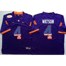 Clemson Tigers #4 Deshaun Watson Purple USA Flag College Jersey