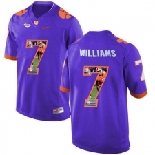 Clemson Tigers #7 Mike Williams Purple With Portrait Print College Football Jersey7