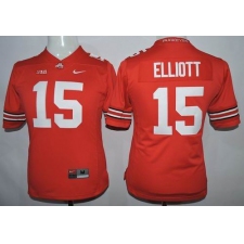Women Buckeyes #15 Ezekiel Elliott Red Stitched NCAA Jersey
