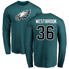 Nike Philadelphia Eagles #36 Brian Westbrook Green Name & Number Logo Long Sleeve T-Shirt