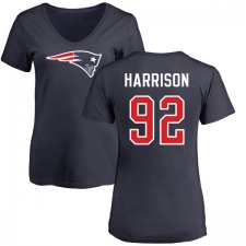 NFL Women's Nike New England Patriots #92 James Harrison Navy Blue Name & Number Logo Slim Fit T-Shirt