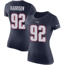 NFL Women's Nike New England Patriots #92 James Harrison Navy Blue Rush Pride Name & Number T-Shirt