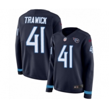 Women's Nike Tennessee Titans #41 Brynden Trawick Limited Navy Blue Therma Long Sleeve NFL Jersey