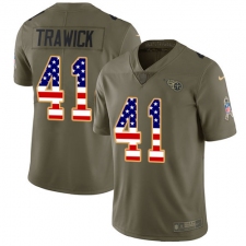 Youth Nike Tennessee Titans #41 Brynden Trawick Limited Olive USA Flag 2017 Salute to Service NFL Jersey