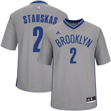 Men's Adidas Brooklyn Nets #2 Nik Stauskas Authentic Gray Alternate NBA Jersey