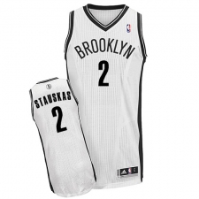 Men's Adidas Brooklyn Nets #2 Nik Stauskas Authentic White Home NBA Jersey