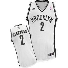 Men's Adidas Brooklyn Nets #2 Nik Stauskas Swingman White Home NBA Jersey