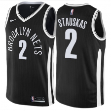 Men's Nike Brooklyn Nets #2 Nik Stauskas Authentic Black NBA Jersey - City Edition