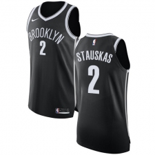 Men's Nike Brooklyn Nets #2 Nik Stauskas Authentic Black Road NBA Jersey - Icon Edition