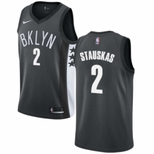 Men's Nike Brooklyn Nets #2 Nik Stauskas Authentic Gray NBA Jersey Statement Edition