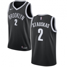 Youth Nike Brooklyn Nets #2 Nik Stauskas Swingman Black Road NBA Jersey - Icon Edition