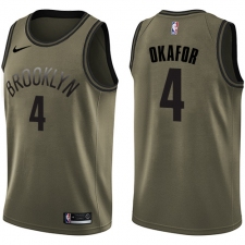 Men's Nike Brooklyn Nets #4 Jahlil Okafor Swingman Green Salute to Service NBA Jersey