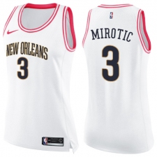 Women's Nike New Orleans Pelicans #3 Nikola Mirotic Swingman White/Pink Fashion NBA Jersey