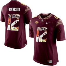 Florida State Seminoles #12 Deondre Francois Red With Portrait Print College Football Jersey2