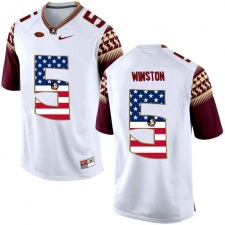 Florida State Seminoles #5 Jameis Winston White USA Flag College Football Limited Jersey