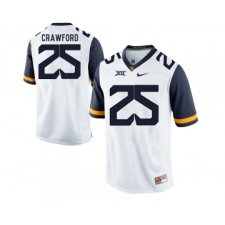 West Virginia Mountaineers 25 Justin Crawford White College Football Jersey