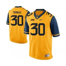 West Virginia Mountaineers 30 J.T. Thomas Gold College Football Jersey