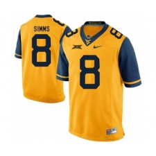 West Virginia Mountaineers 8 Marcus Simms Gold College Football Jersey