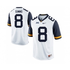 West Virginia Mountaineers 8 Marcus Simms White College Football Jersey