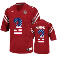Nebraska Cornhuskers #3 Taylor Martinez Red USA Flag College Football Jersey