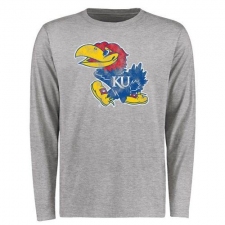 Kansas Jayhawks Big & Tall Classic Primary Long Sleeves T-Shirt Ash