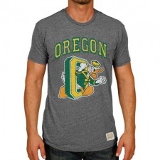 Oregon Ducks Original Retro Brand Vintage School Over Donald O Tri-Blend T-Shirt Heather Grey