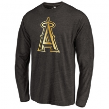MLB Los Angeles Angels of Anaheim Gold Collection Long Sleeve Tri-Blend T-Shirt - Grey